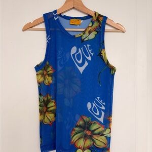 Juliet Johnstone blue mesh top